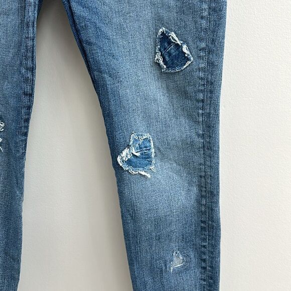 7 for all mankind distressed high rise heart 💜 skinny jeans - Picture 3 of 6